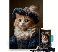 Puzzle pour Adolescents 1000 pièces Chat en Tenue Royale Découpe serrée Jeu de réflexion Amusant et créatif Détente Cadeau Artistique de Noël (38x26cm)