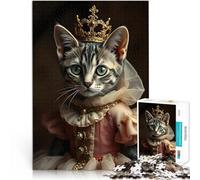 Puzzle pour Adolescents 1000 pièces Chat en Tenue Royale Réduction du Stress intéressante Anniversaire et Cadeaux Uniques 38x52cm