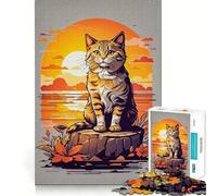 Puzzle pour Adolescents 1000 pièces Chat et Fleur Décoration découpée avec précision Jouet créatif et Amusant Jeu de Paix Pièce Artistique de Noël (38x26cm)