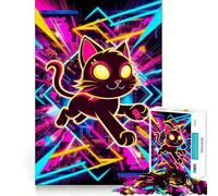 Puzzle pour Adolescents 1000 pièces Chat Étoile Découpe serrée Casse-tête logique Amusant Jeu de détente et de Divertissement Cadeau Artistique de Noël (38x52cm)
