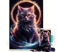 Puzzle pour Adolescents 1000 pièces Chat Galaxie Bords impeccables Jeu de réflexion Amusant Cadeau Moments de détente Décoration Murale de Noël (50x75cm)