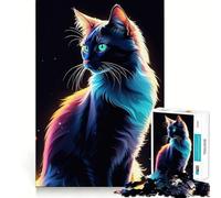 Puzzle pour Adolescents 1000 pièces Chat Galaxie Décoration découpée soignée Jouet créatif et Amusant Jeu de Paix Pièce Artistique de Noël (38x52cm)