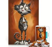 Puzzle pour Adolescents 1000 pièces Chat géant fantaisiste Buvant du café Jeux de détente d'analyse et de logique Cadeau d'anniversaire Cadeau de Voyage 38x26cm