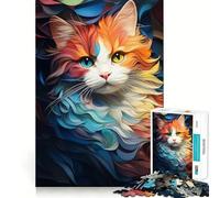 Puzzle pour Adolescents 1000 pièces Chat Impressionniste Abstrait Bords impeccables Jeu de réflexion Amusant Cadeau Moments de détente Décoration Murale de Noël (50x75cm)