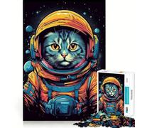 Puzzle pour Adolescents 1000 pièces Chat l'astronaute Casse-tête logique Amusant et précis Jeu de détente et de Divertissement Cadeau Artistique de Noël (38x26cm)