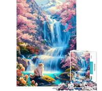 Puzzle pour Adolescents 1000 pièces Chat Mignon au Sommet du Mont Fuji Puzzle à Monter soi-même Cadeau d'anniversaire Original et Unique (Dimensions 38x52cm)