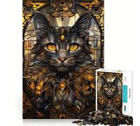 Puzzle pour Adolescents 1000 pièces Chat Noir Art Kintsugi Bordure Premium,Jeu de Concentration,Divertissement Pendant Les Moments de détente,Cadeau Artistique de Noël (38x26cm)