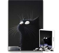 Puzzle pour Adolescents 1000 pièces Chat Noir Curieux - Jeu de Puzzle Unique et Stimulant - Cadeau d'anniversaire - Format 38x26cm