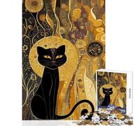 Puzzle pour Adolescents 1000 pièces Chat Noir dans Un Miroir doré-Jouet éducatif-Cadeau d'anniversaire-Jeu Impossible-Renforce l'amour Entre Les Couples (Dimensions 38x52cm)