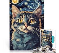 Puzzle pour Adolescents 1000 pièces Chat Noir de la Nuit étoilée Analyse et logique est idéal comme Cadeau pour Toute la Famille 52x38cm