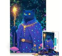 Puzzle pour Adolescents 1000 pièces Chat Noir Magicien,Illustration aux Bords précis,Jeu de Concentration, pour des Moments de détente,Illustration de Noël (38x52cm)