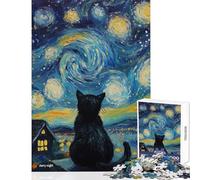 Puzzle pour Adolescents 1000 pièces Chat Nuit étoilée Puzzle Jeu de Puzzle Familial Motif à Assembler Offre spéciale comme Cadeau pour Toute la Famille (Dimensions 50x75cm)