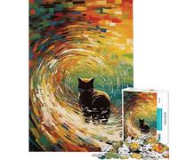 Puzzle pour Adolescents 1000 pièces Chat Qui Fait Coucou Activités Amusantes à la Maison pour Toute la Famille Jeux familiaux pour Les 14 Ans et Plus (38x52cm)