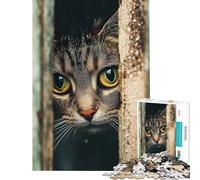 Puzzle pour Adolescents 1000 pièces Chat Qui Regarde à Travers Une clôture Défi éducatif pour s'amuser en Famille Jouet à Faire soi-même Convient aux 14 Ans et Plus (50x75cm)