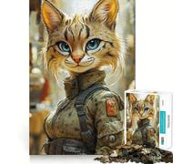 Puzzle pour Adolescents 1000 pièces Chat Soldat Art numérique Jeu d'articulation serrée Jeu cognitif Jouet Facile à Utiliser et Amusant Décoration de Noël Cadeau (38x52cm)