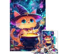 Puzzle pour Adolescents 1000 pièces Chat Sorcière Brasseuse Défi éducatif pour Toute la Famille Jouet à Faire soi-même Convient aux 14 Ans et Plus (50x75cm)