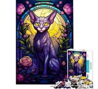 Puzzle pour Adolescents 1000 pièces Chat Sphynx Abstrait pour Anniversaire Noël Jeu de Manipulation Difficile et Stimulant à partir de 14 Ans (50x75cm)
