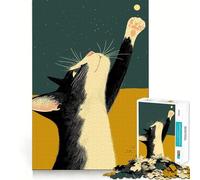 Puzzle pour Adolescents 1000 pièces Chat tendant la Main vers l'étoile Casse-tête logique Amusant et précis Jeu de détente et de Divertissement Cadeau Artistique de Noël (50x75cm)