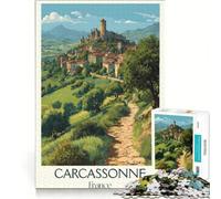 Puzzle pour Adolescents 1000 pièces Château de Carcassonne, Jeu Familial, activités Amusantes à la Maison, Cadeau d'anniversaire, Cadeau de Voyage, 38x26cm