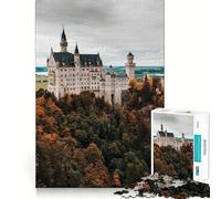 Puzzle pour Adolescents 1000 pièces Château de Neuschwanstein Découpe serrée Jeu de réflexion Amusant et créatif Détente Cadeau Artistique de Noël (38x26cm)