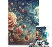 Puzzle pour Adolescents 1000 pièces Château féerique au Clair de Lune et aux Fleurs, Jeu Relaxant, Anti-Stress intéressant, Cadeau d'anniversaire et Original 38x52cm