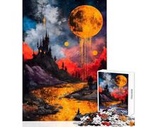 Puzzle pour Adolescents 1000 pièces Château sous Une Lune dorée Jeu Impossible Passe-Temps Jouet éducatif Difficile et Stimulant (75x50cm)