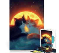 Puzzle pour Adolescents 1000 pièces Chats célestes endormis Casse-tête logique Amusant et précis Jeu de détente et de Divertissement Cadeau Artistique de Noël (50x75cm)