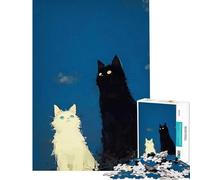 Puzzle pour Adolescents 1000 pièces Chats Noirs et Blancs sous Ciel Bleu Jeu Impossible pour Un Jeu éducatif et Stimulant Cadeau Amusant Convient aux Couples (Dimensions 38x52cm)