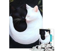 Puzzle pour Adolescents 1000 pièces Chats Yin Yang Jeu de réflexion Jouet éducatif Cadeau d'anniversaire Niveau Difficile (Dimensions 38x52cm)