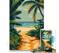 Puzzle pour Adolescents 1000 pièces Chemin de Plage Tropical Découpe serrée Jeu de réflexion créatif et Amusant Détente Cadeau Artistique de Noël (50x75cm)