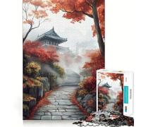 Puzzle pour Adolescents 1000 pièces Chemin du Temple d'automne Jointure Lisse Jeu Amusant et Intelligent pour stimuler Le Cerveau Jeu Relaxant Décoration d'anniversaire Amusante (38x26cm)