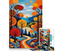Puzzle pour Adolescents 1000 pièces Chemin forestier d'automne Assemblage Lisse Jeu de réflexion Amusant et Intelligent Jeu Relaxant Décoration d'anniversaire Amusante (50x75cm)