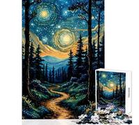 Puzzle pour Adolescents 1000 pièces Chemin forestier sous Un Ciel étoilé Jeu de réflexion de 1000 pièces pour Apprendre en s'amusant (38x26cm)
