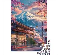 Puzzle Pour Adolescents 1000 Pièces Cherry Blossom Market Scene with Mount Fuji in Background Puzzles Pour Adultes Jeux Relaxants Décoration Murale Idéal Comme Cadeau Pour Toute La Famille 52x38cm/100
