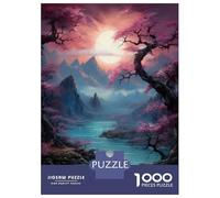 Puzzle pour Adolescents 1000 Pièces Cherry Blossom Valley Sunset Puzzle Adulte Jeux Relaxants Améliorent La Mémoire Jeu Stimulant Cadeaux 52x38cm/1000pcs