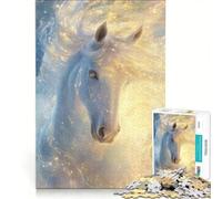 Puzzle pour Adolescents 1000 pièces Cheval Blanc dans Une Lueur dorée Jeu Impossible défi Difficile Cadeau d'anniversaire Unique 50x75cm