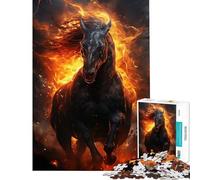Puzzle pour Adolescents 1000 pièces Cheval de feu de l'enfer Activités Amusantes à la Maison décoration Jeux pour Les 14 Ans et Plus (38x52cm)