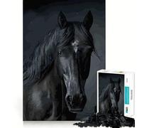 Puzzle pour Adolescents 1000 pièces Cheval Noir à Assembler sans Couture,Jeu créatif,Divertissement pour se détendre,Cadeau de Noël (38x26cm)