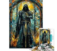Puzzle pour Adolescents 1000 pièces Chevalier en vitrail Puzzle pour Adultes Jeu Manuel Cadeau pour Femmes Offrez-en à Toute la Famille (Dimensions 50x75cm)
