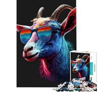 Puzzle pour Adolescents 1000 pièces Chèvre Nuits Néon Jeu éducatif et Stimulant pour Toute la Famille Défi Difficile pour Les Jeux (Dimensions 50x75cm)
