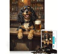 Puzzle pour Adolescents 1000 pièces Chien Bar Buddy Découpe serrée Amusant Résolution de problèmes Détente Décoration Artistique de Noël (38x52cm)