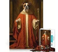 Puzzle pour Adolescents 1000 pièces Chien Boxer Le Pape Découpe Premium Jeu Amusant et Intelligent Cadeau Facile à Jouer Pièce d'art de Noël (38x26cm)