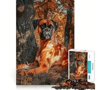 Puzzle pour Adolescents 1000 pièces Chien Boxer sous Un Arbre Articulations Lisses Jeu Amusant et Stimulant pour Le Cerveau Cadeau de Noël idéal (38x26cm)