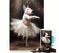 Puzzle pour Adolescents 1000 pièces Chien Bull Terrier Ballerine Décoration découpée soignée Jouet créatif et Amusant Jeu de Paix Pièce d'art de Noël (38x52cm)