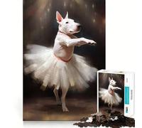 Puzzle pour Adolescents 1000 pièces Chien Bull Terrier Ballerine Découpe serrée Amusant Résolution de problèmes Détente Loisirs Décoration de Noël (38x26cm)