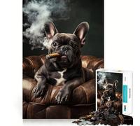 Puzzle pour Adolescents 1000 pièces Chien décontracté avec Cigare Jeu de réflexion et de détente Cadeau Artistique de Noël (38x52cm)