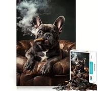 Puzzle pour Adolescents 1000 pièces Chien décontracté avec Cigare Jeu de réflexion et de détente Cadeau Artistique de Noël (50x75cm)