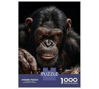 Puzzle pour Adolescents 1000 Pièces Chimpanzee Chess Puzzle pour Adultes Jeu Pratique Analyse Et Logique Interaction Parent-Enfant 38x26cm/1000pcs