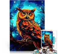 Puzzle pour Adolescents 1000 pièces Chouette colorée Jouets de Divertissement Familial Cadeau d'anniversaire, Cadeaux, décoration Murale 38x26cm