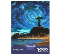 Puzzle pour Adolescents 1000 Pièces Christ The Redeemer at Night Puzzles pour Adultes Jeux Relaxants Décoration Murale Idéal comme Cadeau pour Toute La Famille 70x50cm/1000pcs